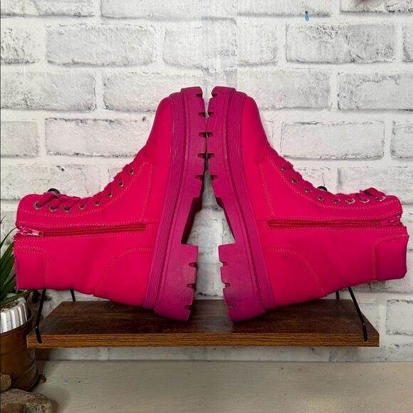 Justfab Tevos Combat Boots, Pink Size 8.5 - Picture 5 of 10